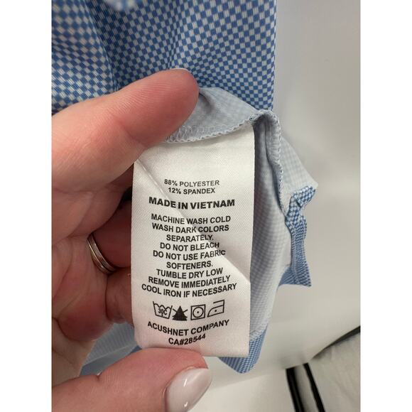 FootJoy Polo Mens XL Blue White Checkered Athletic Golf Short Sleeve Stretch - Picture 5 of 7